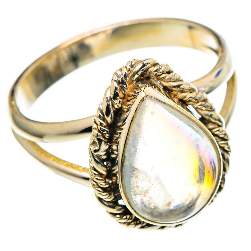 Rainbow Moonstone Rings handcrafted by Ana Silver Co - RING97740