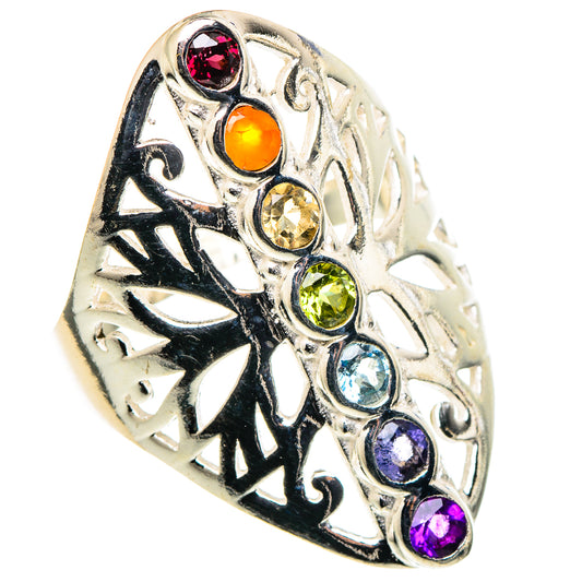 Multi-stone Rainbow Chakra Rings handcrafted by Ana Silver Co - RING97742