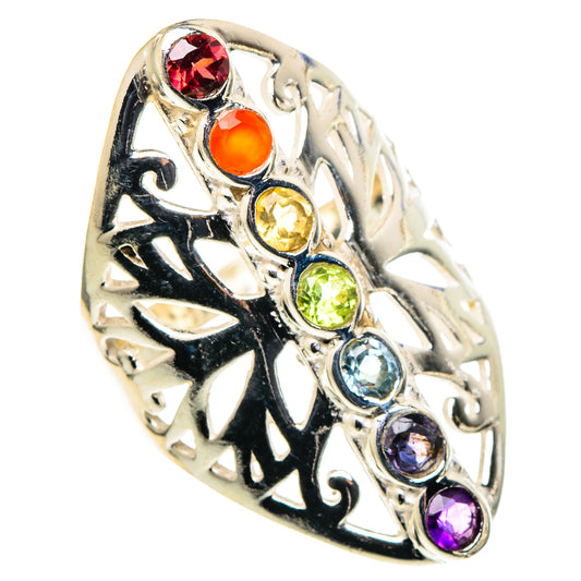 Multi-stone Rainbow Chakra Rings handcrafted by Ana Silver Co - RING97778