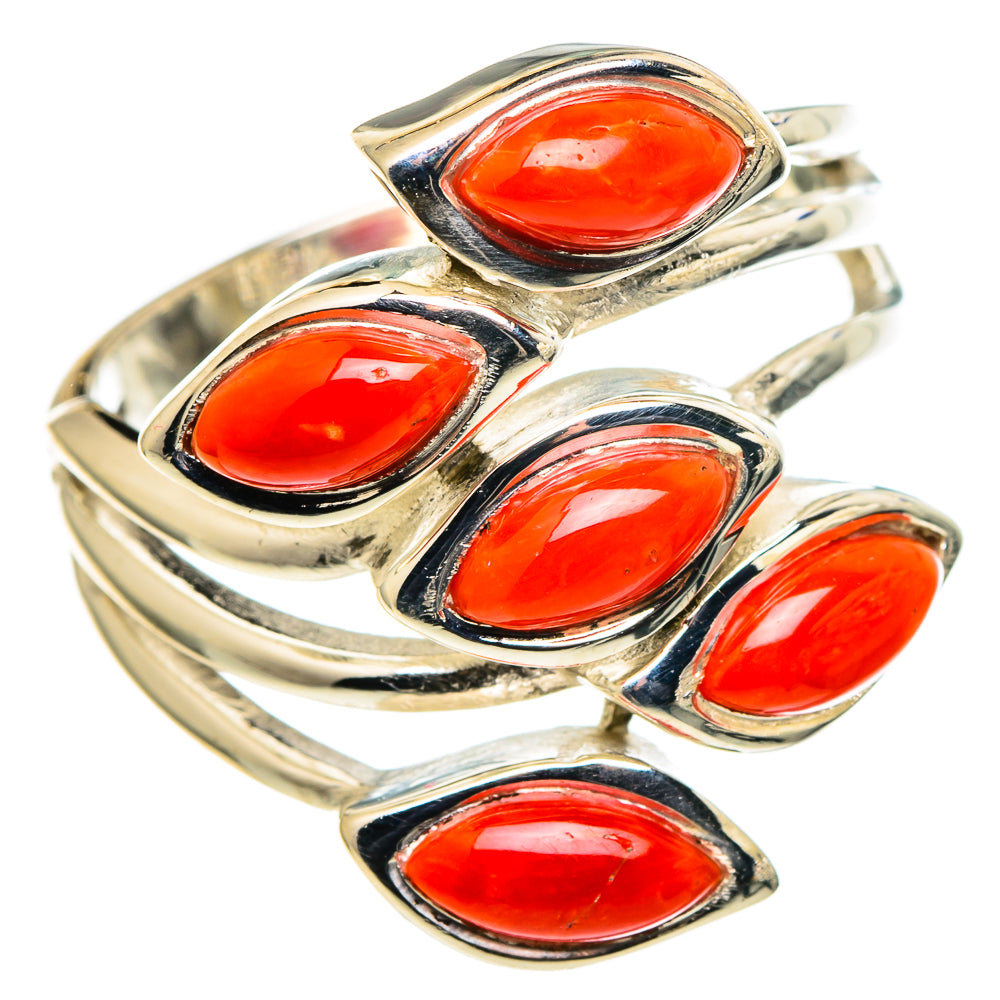 Mediterranean Red Coral Rings handcrafted by Ana Silver Co - RING97808