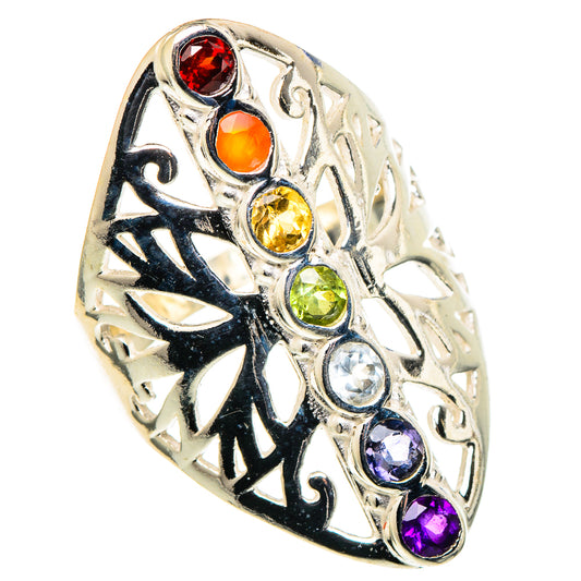 Multi-stone Rainbow Chakra Rings handcrafted by Ana Silver Co - RING97850