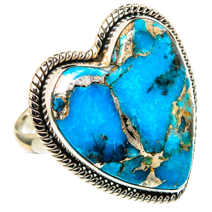 Blue Copper Composite Turquoise Rings handcrafted by Ana Silver Co - RING97891