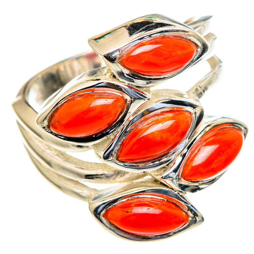 Mediterranean Red Coral Rings handcrafted by Ana Silver Co - RING98014