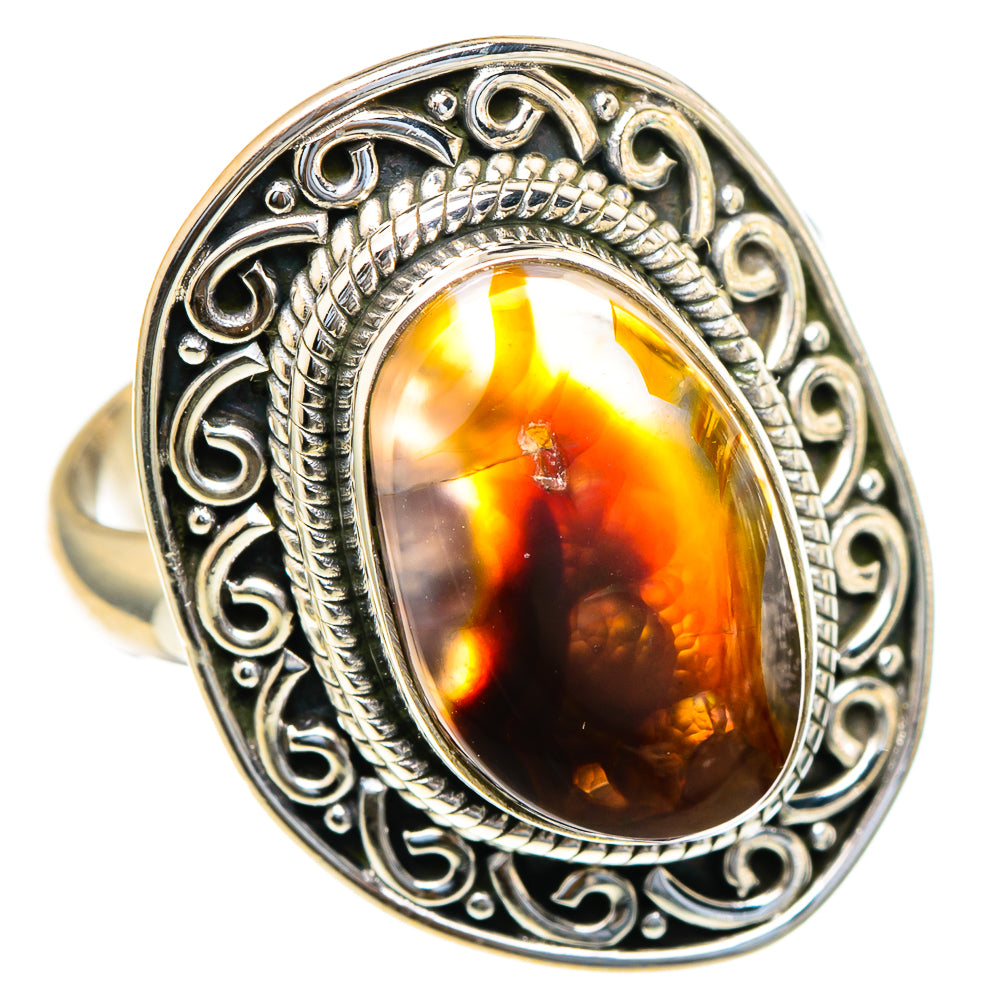 Mexican Fire Agate Rings handcrafted by Ana Silver Co - RING98047