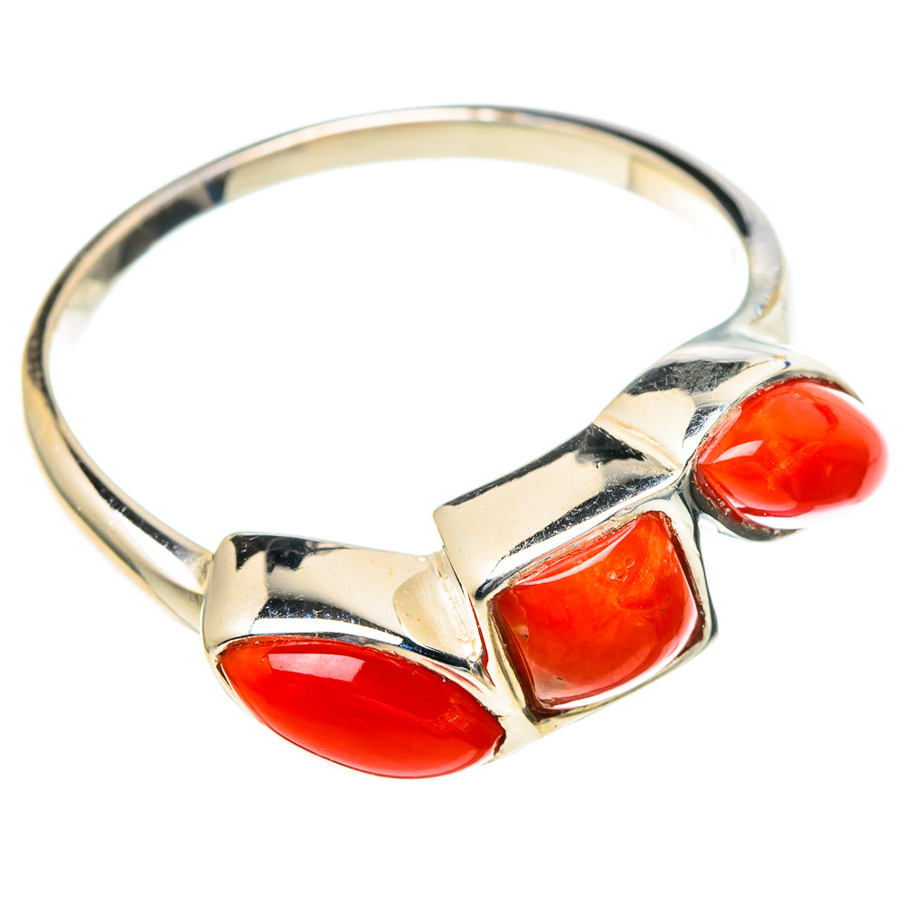 Mediterranean Red Coral Rings handcrafted by Ana Silver Co - RING98054 - Photo 2