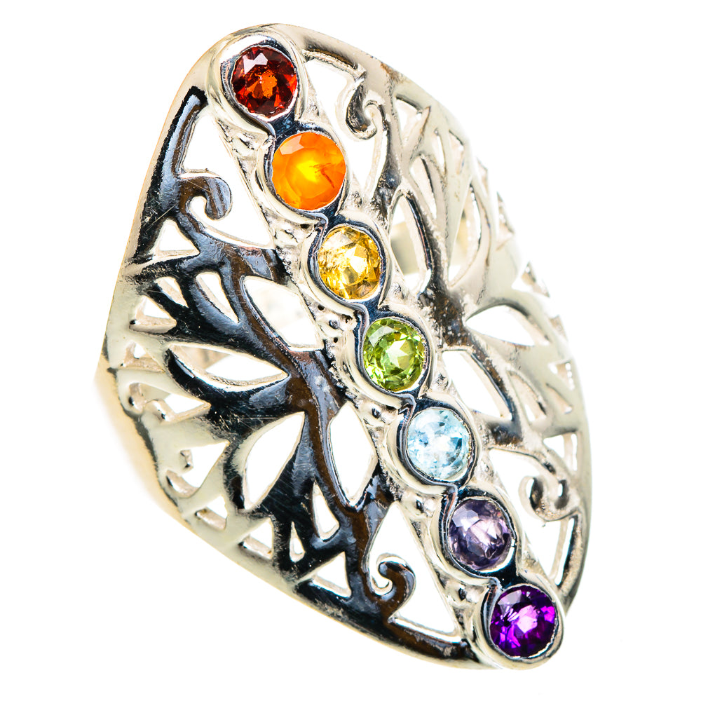 Multi-stone Rainbow Chakra Rings handcrafted by Ana Silver Co - RING98067