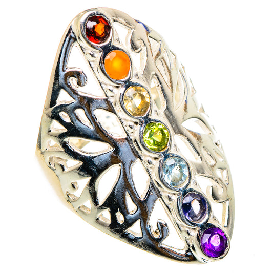 Multi-stone Rainbow Chakra Rings handcrafted by Ana Silver Co - RING98104