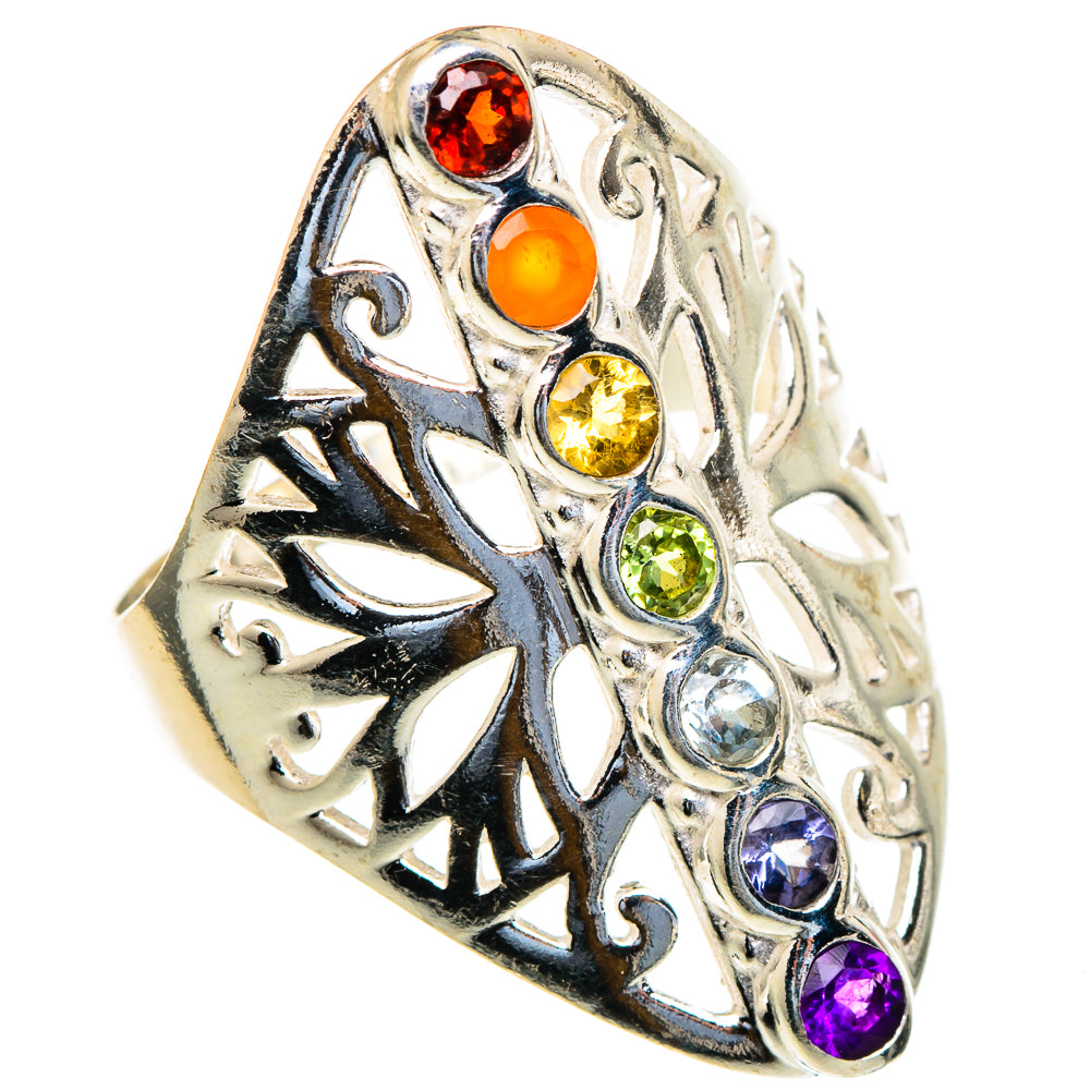 Multi-stone Rainbow Chakra Rings handcrafted by Ana Silver Co - RING98137