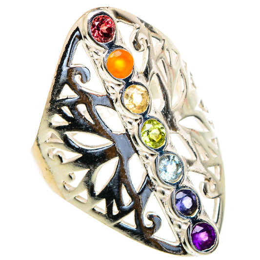 Multi-stone Rainbow Chakra Rings handcrafted by Ana Silver Co - RING98169