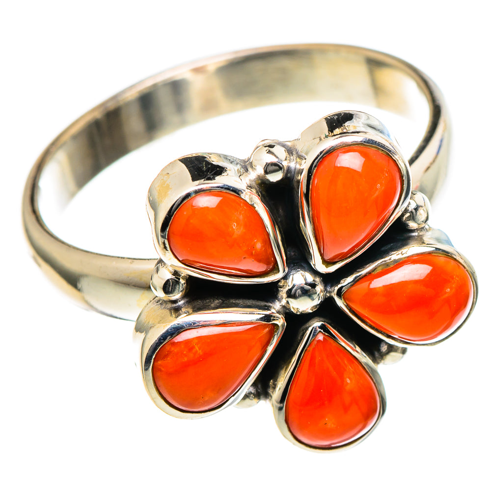 Mediterranean Red Coral Rings handcrafted by Ana Silver Co - RING98314