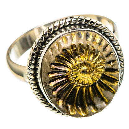 Pyrite Fossil Rings handcrafted by Ana Silver Co - RING98326