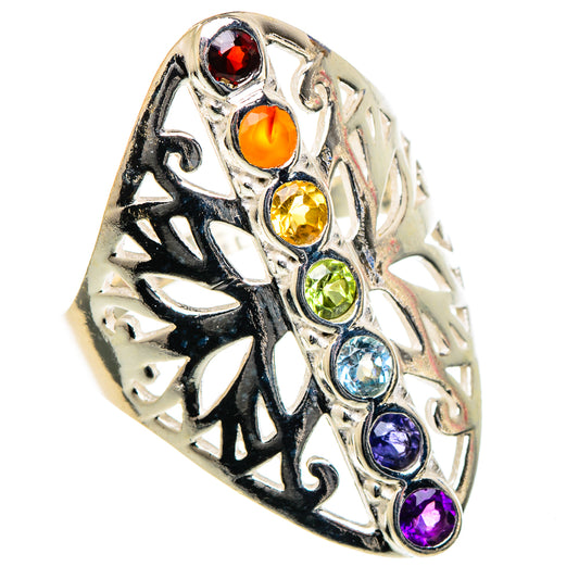 Multi-stone Rainbow Chakra Rings handcrafted by Ana Silver Co - RING98332