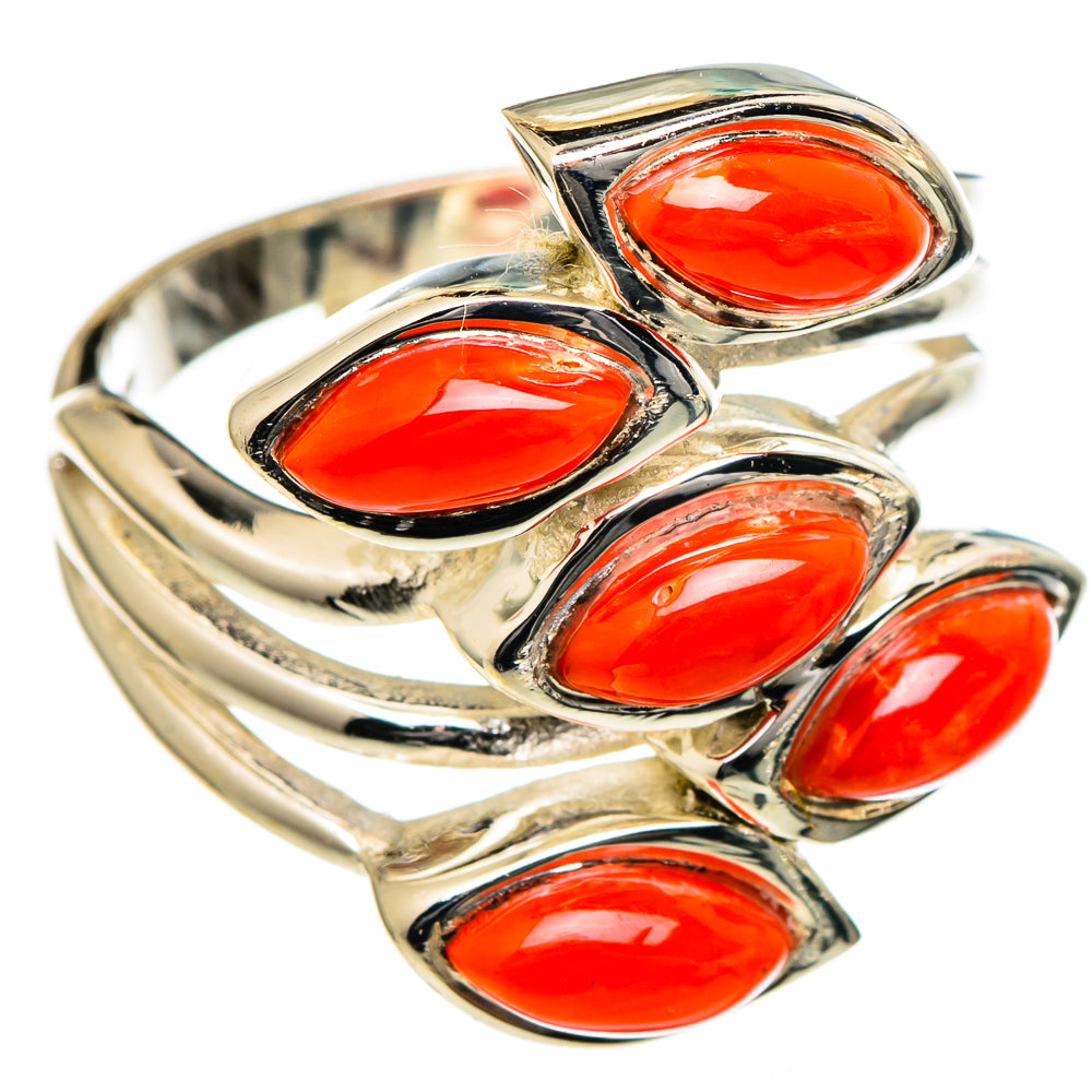 Mediterranean Red Coral Rings handcrafted by Ana Silver Co - RING98356