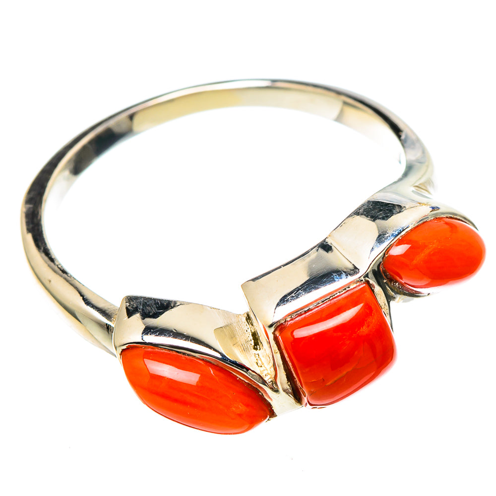 Mediterranean Red Coral Rings handcrafted by Ana Silver Co - RING98357 - Photo 2