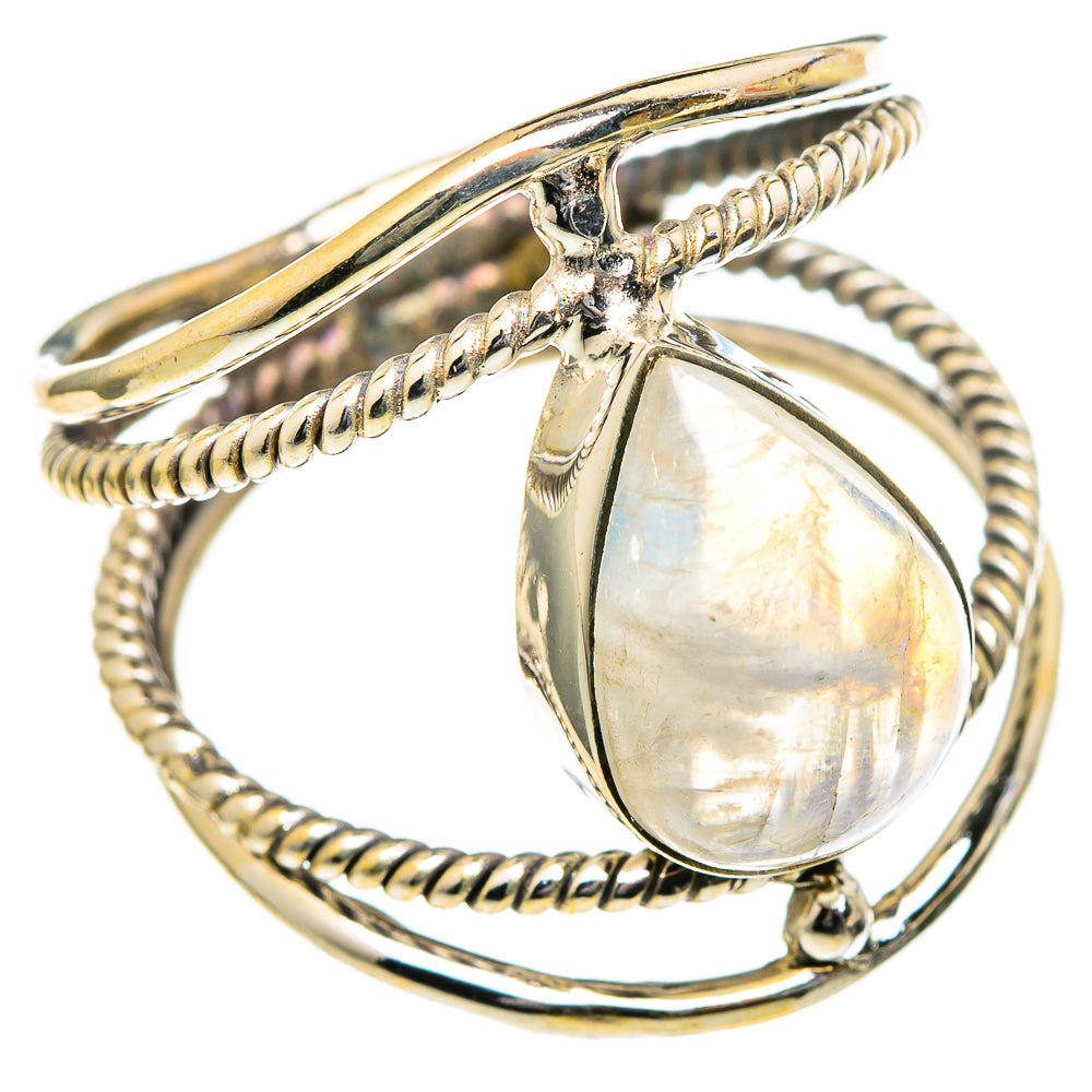 Rainbow Moonstone Rings handcrafted by Ana Silver Co - RING98371
