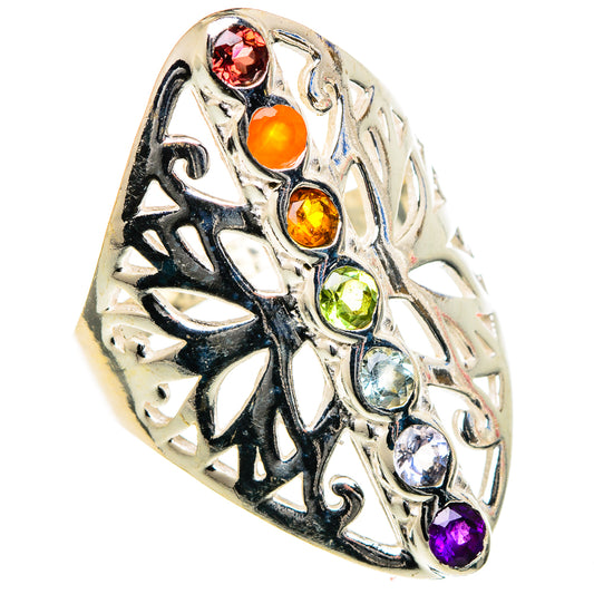Multi-stone Rainbow Chakra Rings handcrafted by Ana Silver Co - RING98372