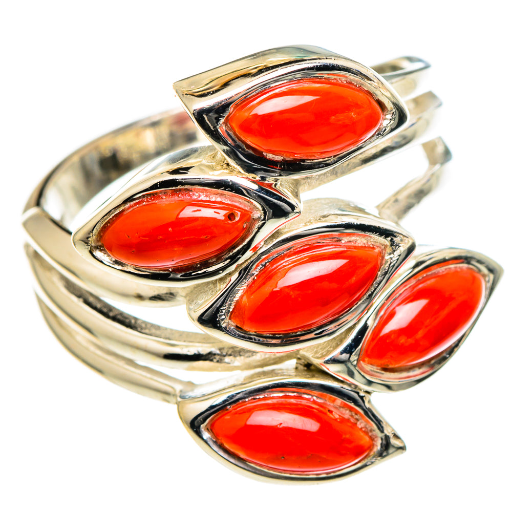 Mediterranean Red Coral Rings handcrafted by Ana Silver Co - RING98396