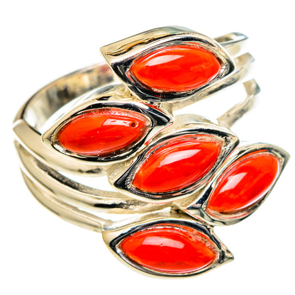 Mediterranean Red Coral Rings handcrafted by Ana Silver Co - RING98396