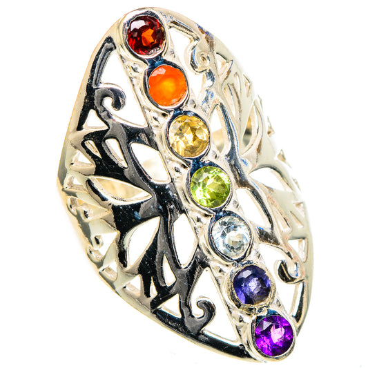 Multi-stone Rainbow Chakra Rings handcrafted by Ana Silver Co - RING98448