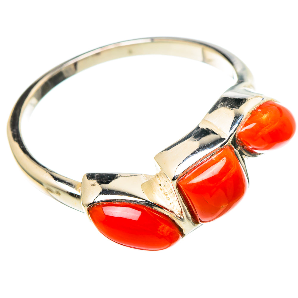 Mediterranean Red Coral Rings handcrafted by Ana Silver Co - RING98465