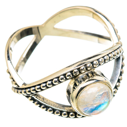 Rainbow Moonstone Rings handcrafted by Ana Silver Co - RING98479
