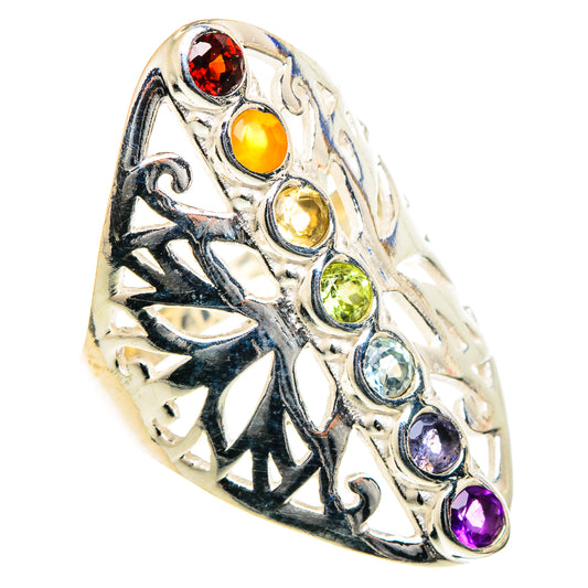 Multi-stone Rainbow Chakra Rings handcrafted by Ana Silver Co - RING98480
