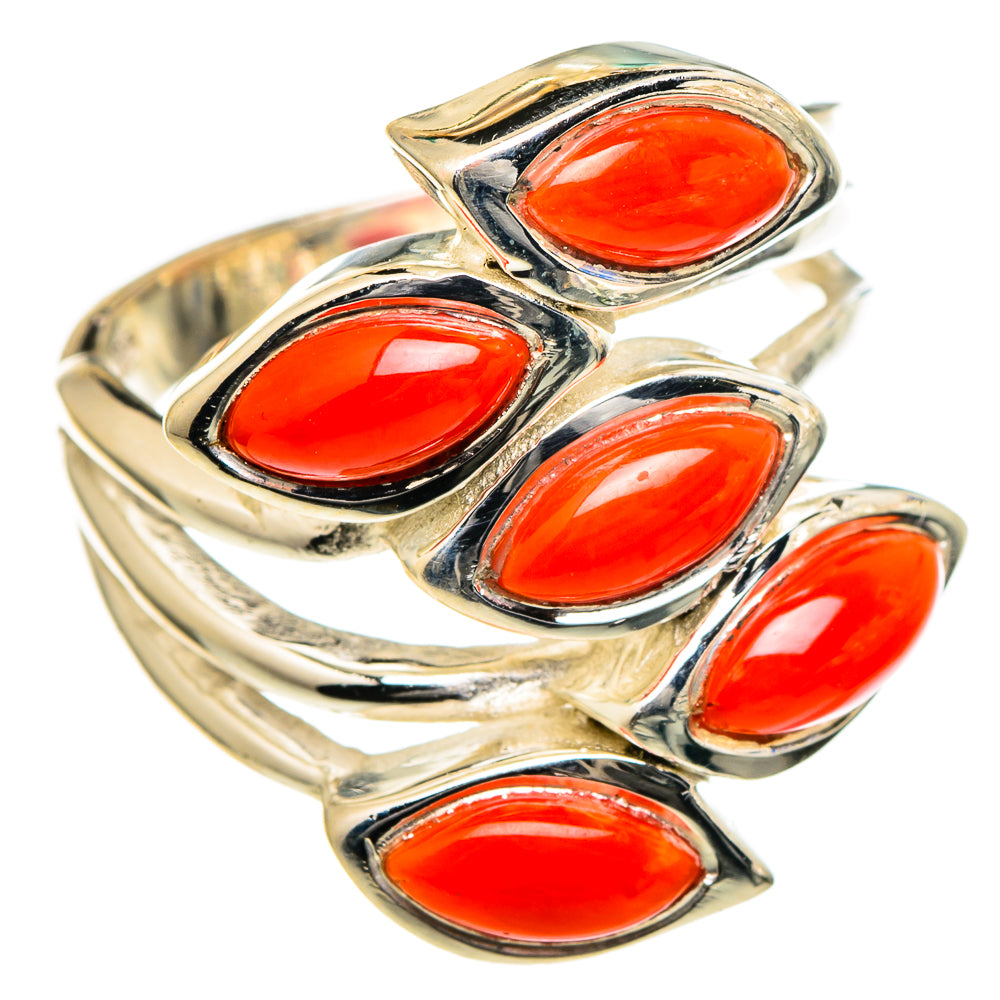 Mediterranean Red Coral Rings handcrafted by Ana Silver Co - RING98496