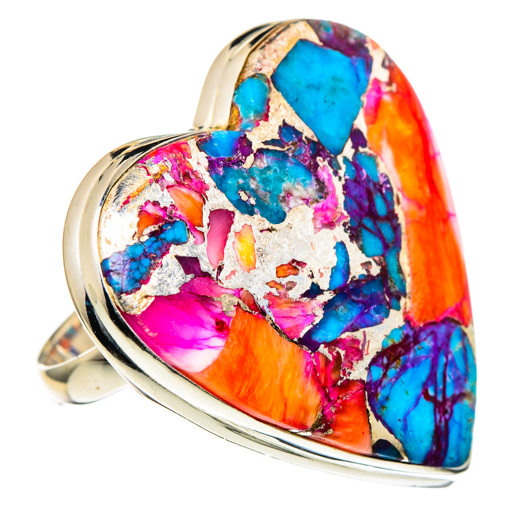 Kingman Pink Dahlia Turquoise Rings handcrafted by Ana Silver Co - RING98563