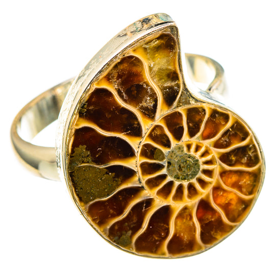 Ammonite Fossil Rings handcrafted by Ana Silver Co - RING98581