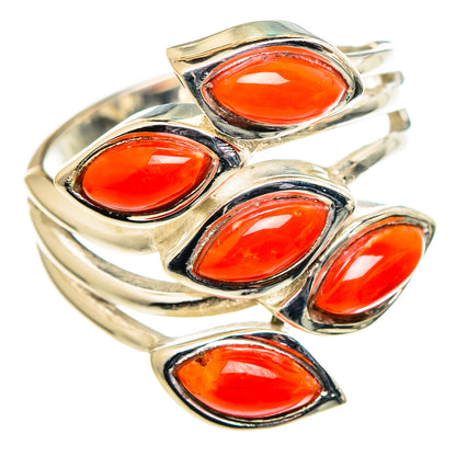 Mediterranean Red Coral Rings handcrafted by Ana Silver Co - RING98743
