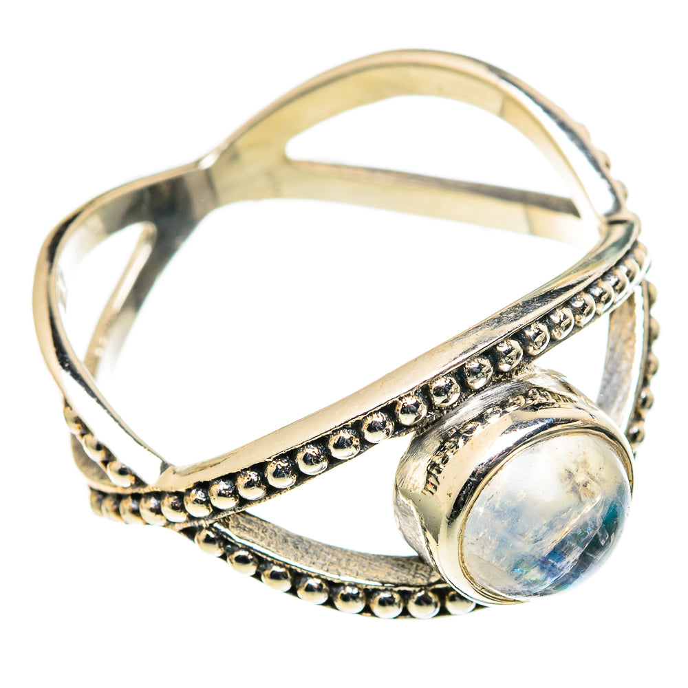 Rainbow Moonstone Rings handcrafted by Ana Silver Co - RING98753