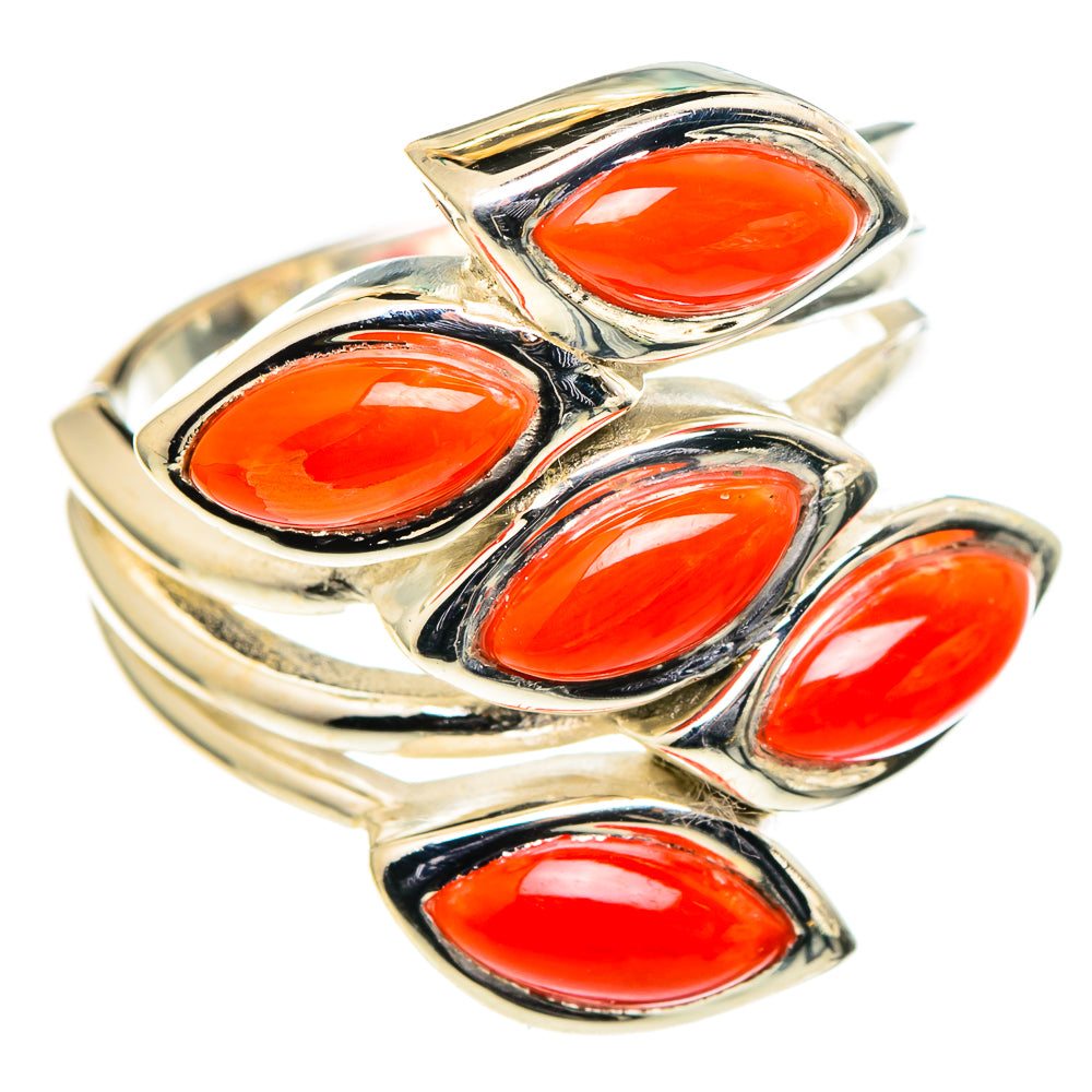 Mediterranean Red Coral Rings handcrafted by Ana Silver Co - RING98778