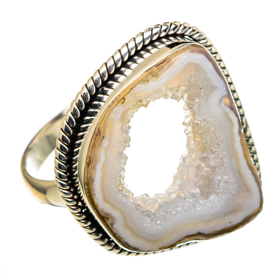 White Geode Slice Rings handcrafted by Ana Silver Co - RING98837 - Photo 2