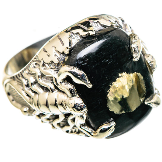 Pyrite In Black Onyx Rings handcrafted by Ana Silver Co - RING98880