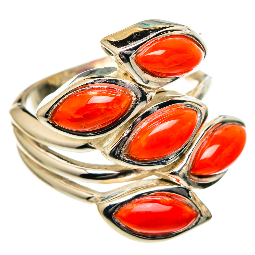 Red Coral Rings handcrafted by Ana Silver Co - RING98925
