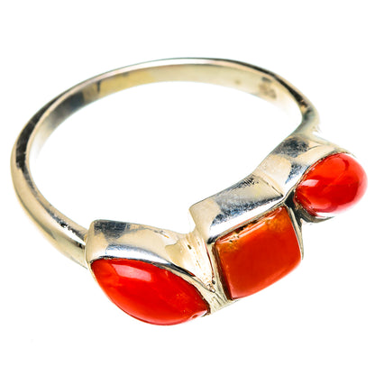 Red Coral Rings handcrafted by Ana Silver Co - RING98926