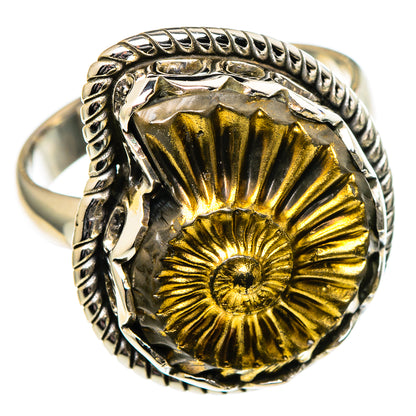 Pyrite Fossil Rings handcrafted by Ana Silver Co - RING98937