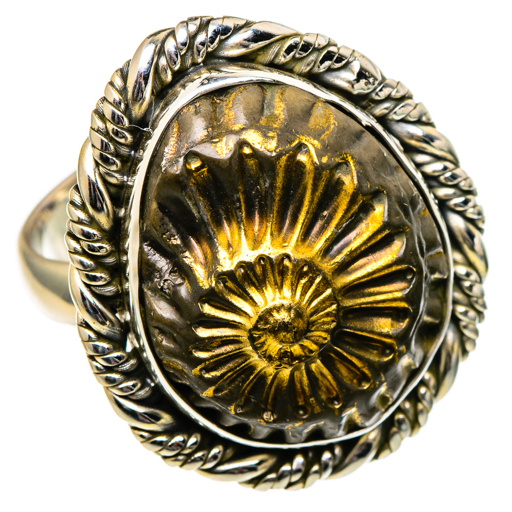 Pyrite Fossil Rings handcrafted by Ana Silver Co - RING98938