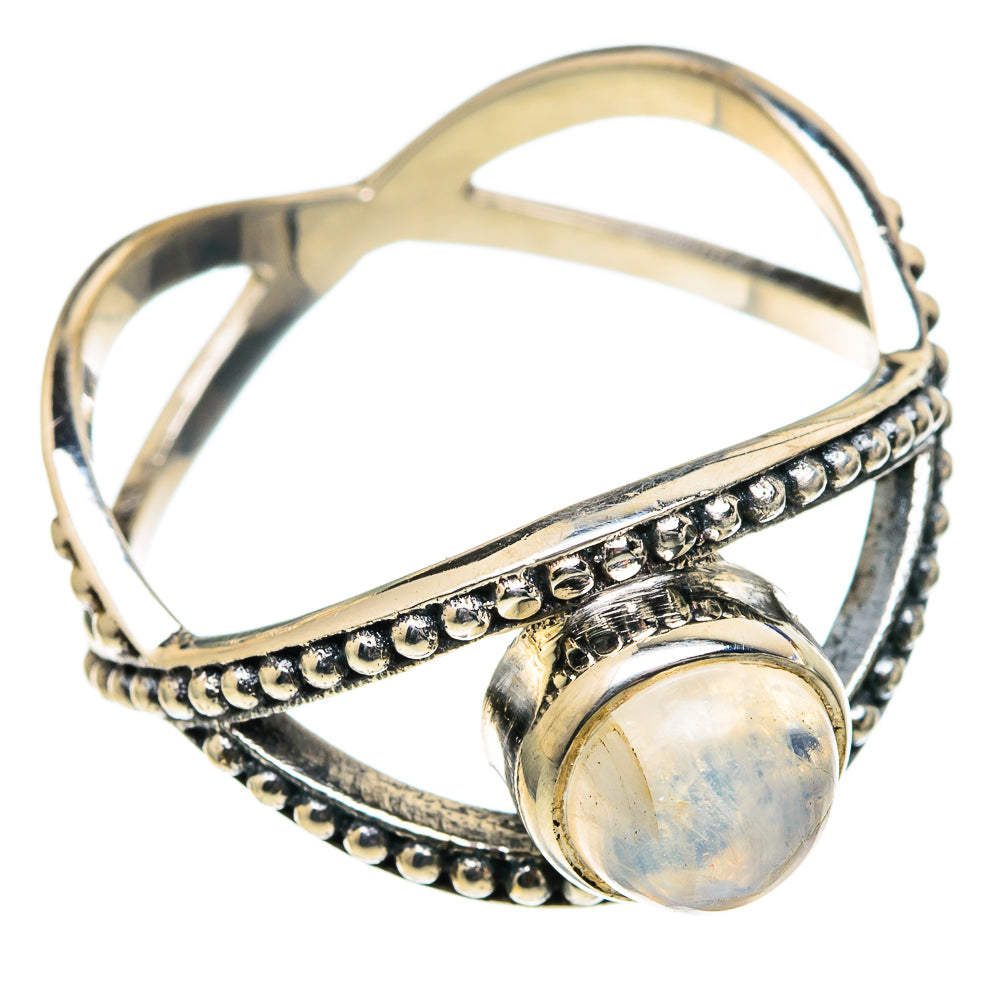 Rainbow Moonstone Rings handcrafted by Ana Silver Co - RING98941