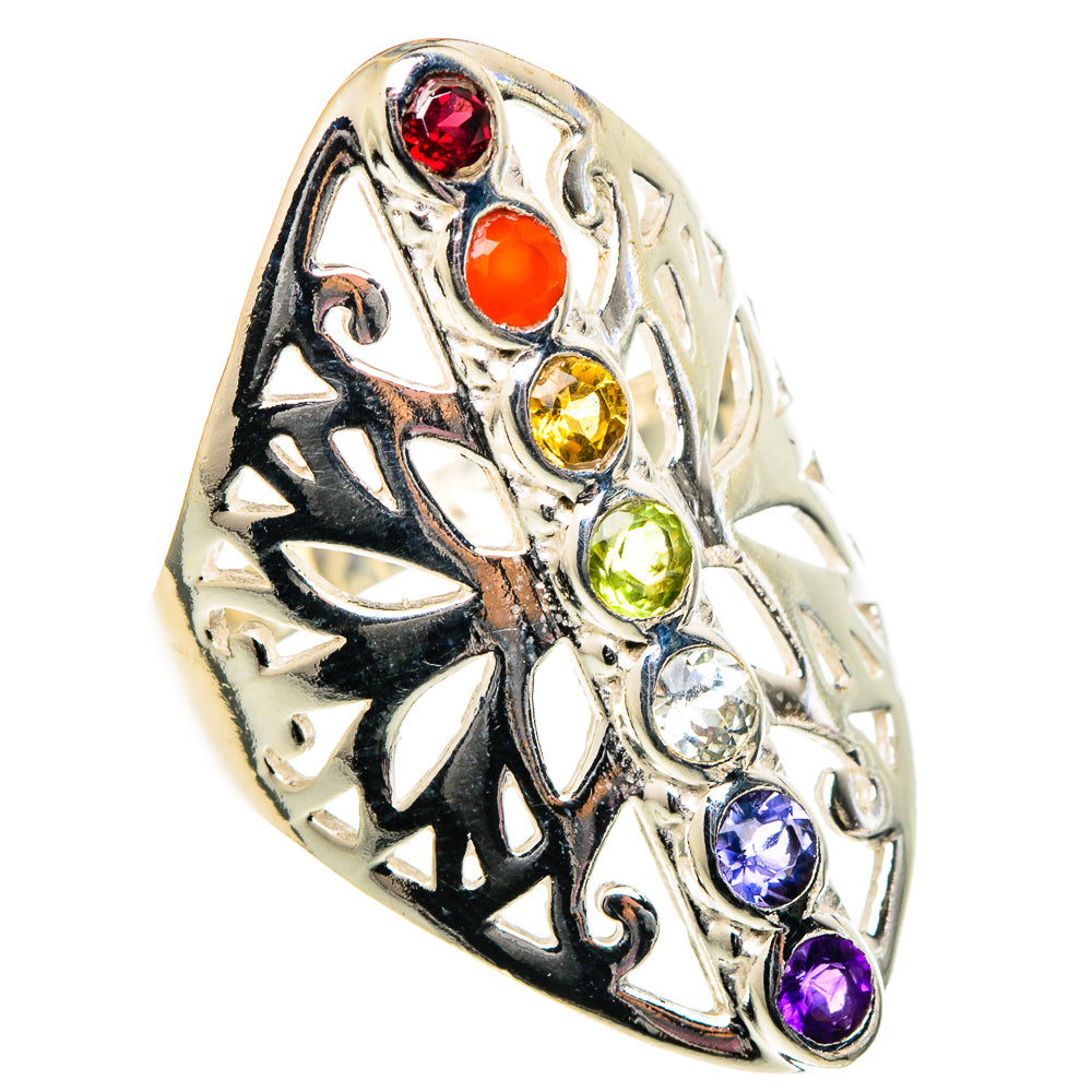 Multi-stone Rainbow Chakra Rings handcrafted by Ana Silver Co - RING98982