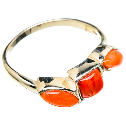 Red Coral Rings handcrafted by Ana Silver Co - RING99005
