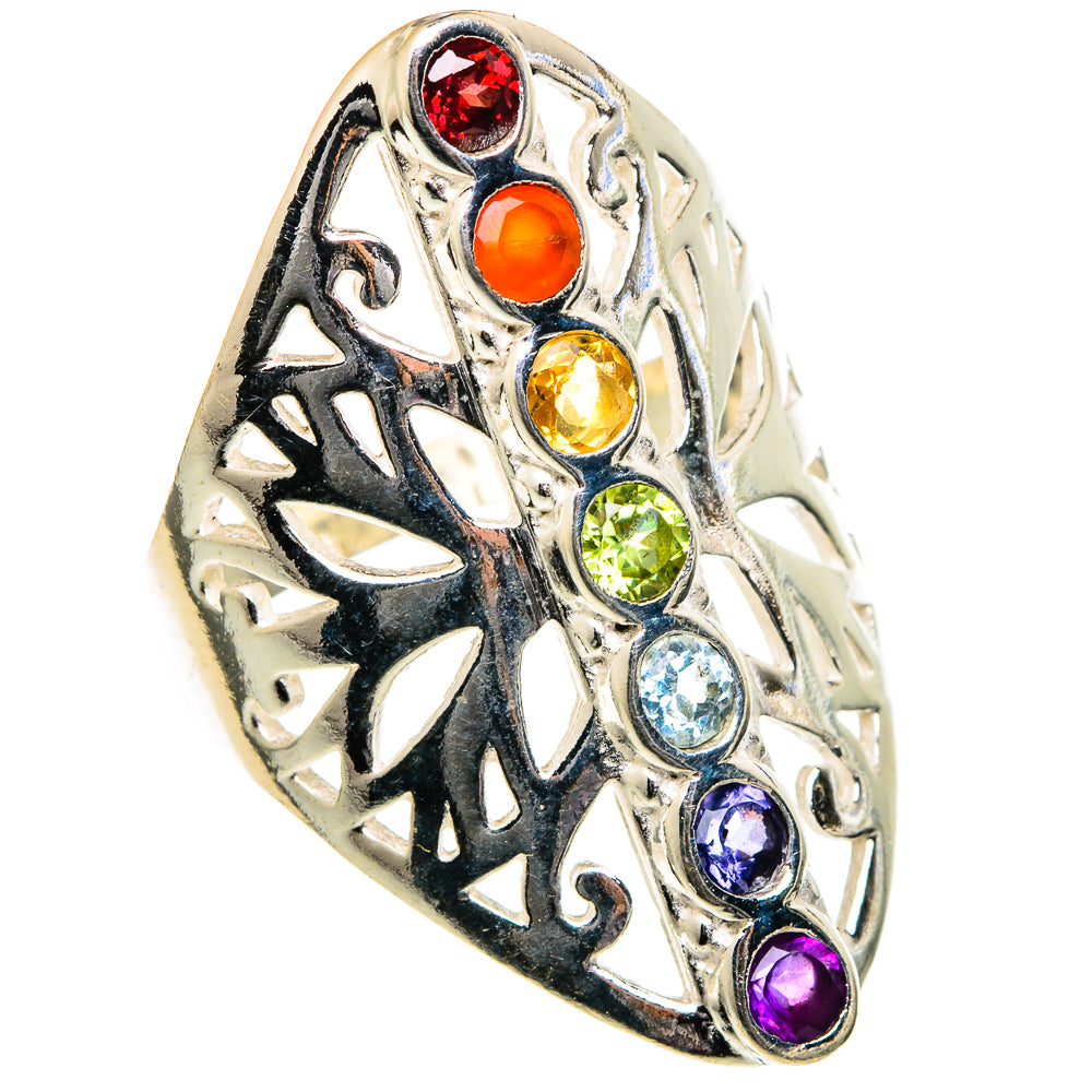 Multi-stone Rainbow Chakra Rings handcrafted by Ana Silver Co - RING99019