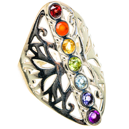 Multi-stone Rainbow Chakra Rings handcrafted by Ana Silver Co - RING99019