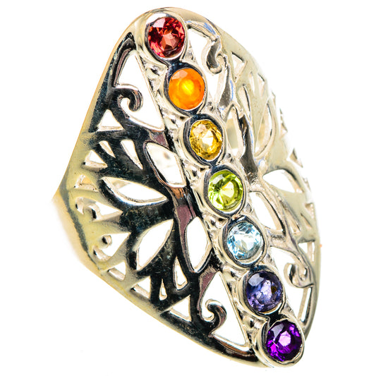 Multi-stone Rainbow Chakra Rings handcrafted by Ana Silver Co - RING99052