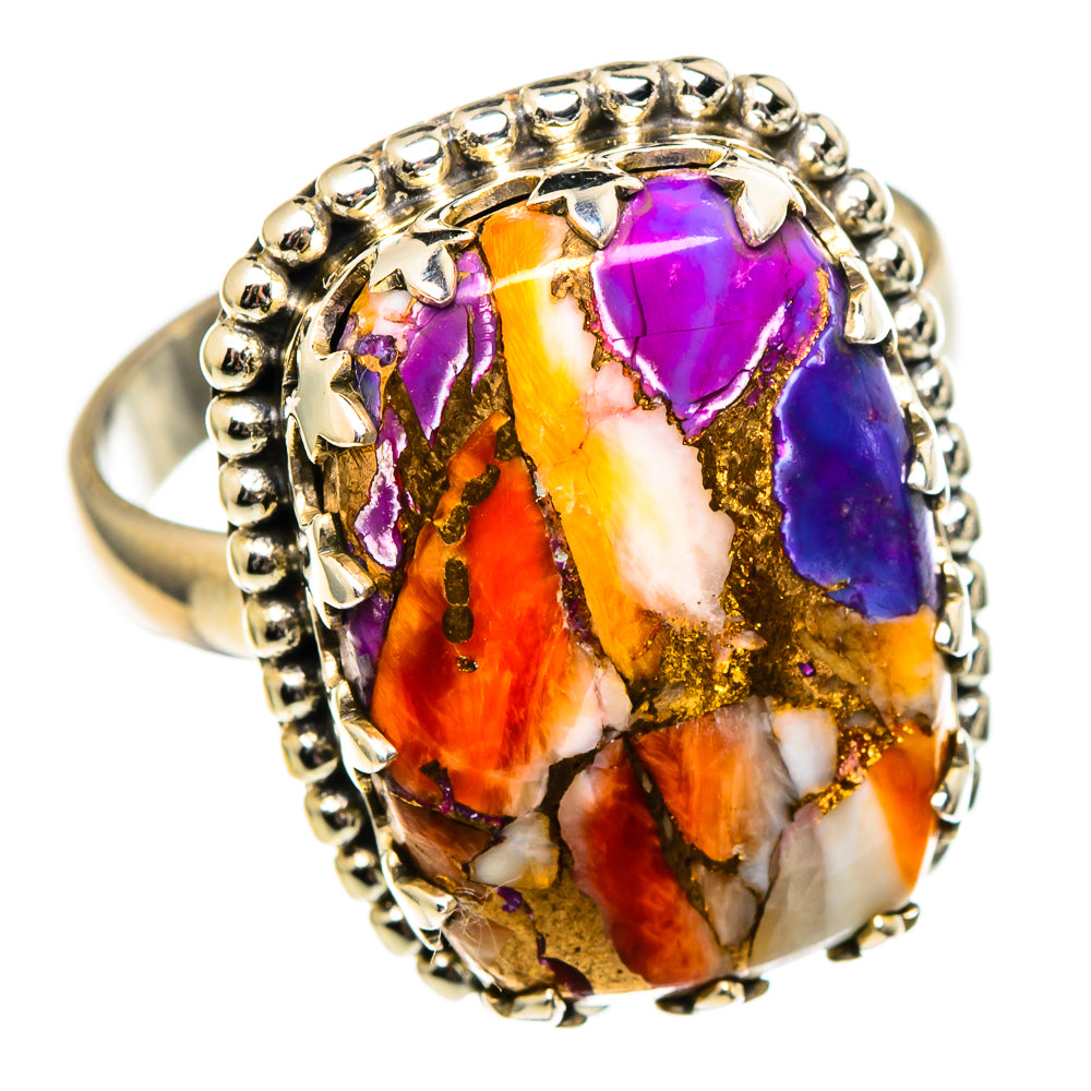 Multicolor opal-style oval cabochon ring with beaded 925 sterling silver band