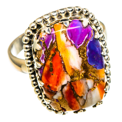 Multicolor opal-style oval cabochon ring with beaded 925 sterling silver band