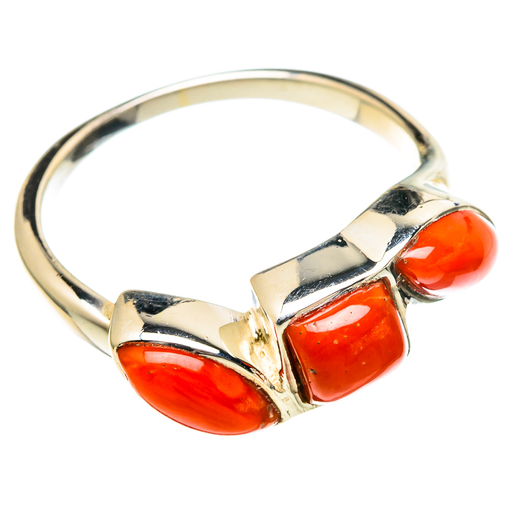 Red Coral Rings handcrafted by Ana Silver Co - RING99077 - Photo 2