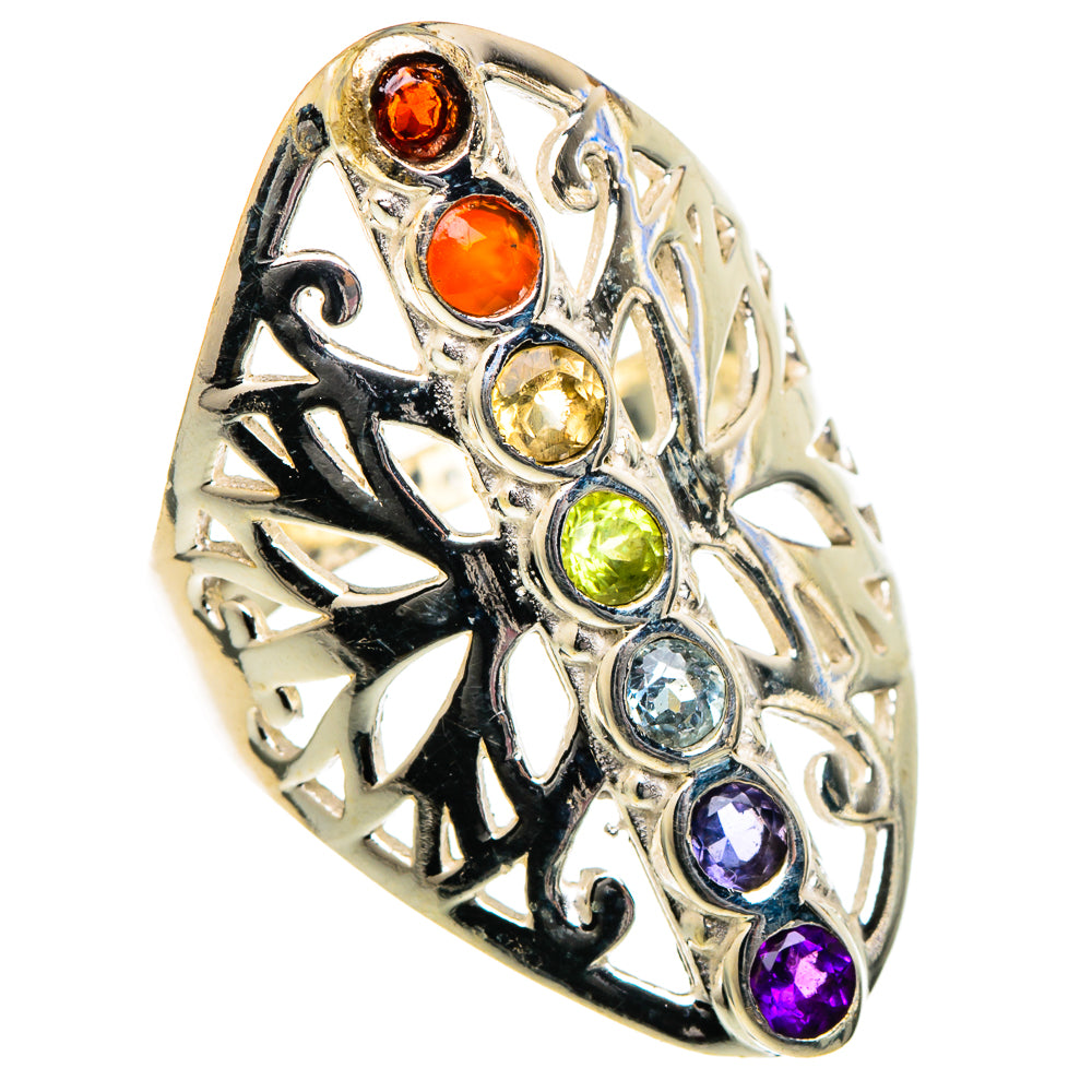 Multi-stone Rainbow Chakra Rings handcrafted by Ana Silver Co - RING99088