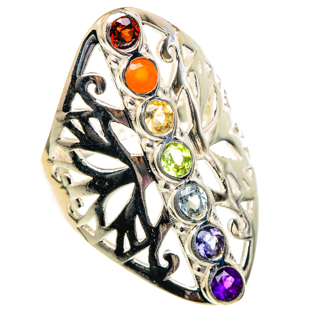 Multi-stone Rainbow Chakra Rings handcrafted by Ana Silver Co - RING99107
