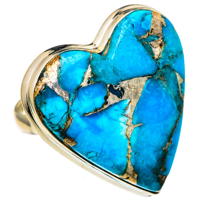 Blue Copper Composite Turquoise Rings handcrafted by Ana Silver Co - RING99121